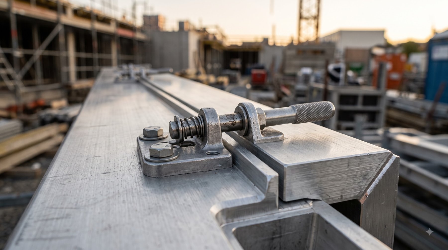 Aluminium formwork panel edge and joint detail